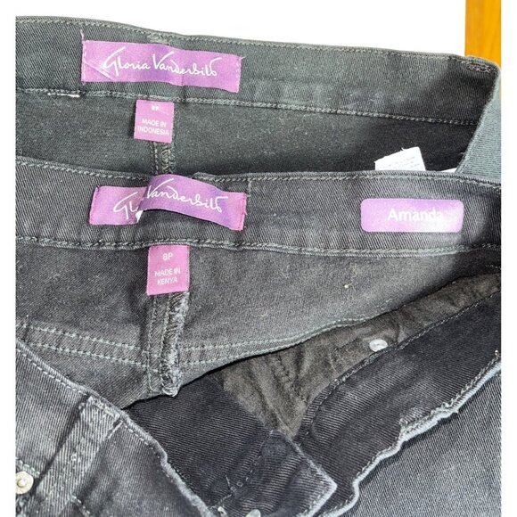Gloria Vanderbilt Amanda Jeans Black Bundle 2 Classic Basic Petite Crop Women 8P - Picture 5 of 10